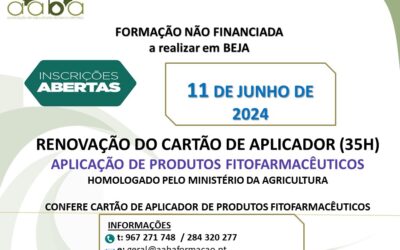 Formação de Aplicação de Produtos Fitofarmacêuticos e para a Renovação do Cartão de Aplicador